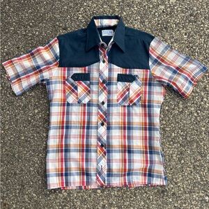 Vintage Men's Plaid Short Sleeve Shirt sir Medium